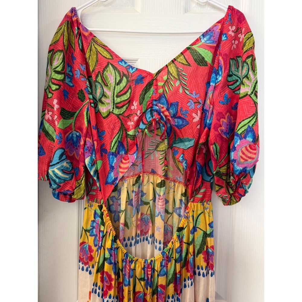 Johnny Was Roumba Maxi Dress Floral Ramie Cutout Red Multi XXL NWOT Beach - Picture 5 of 8